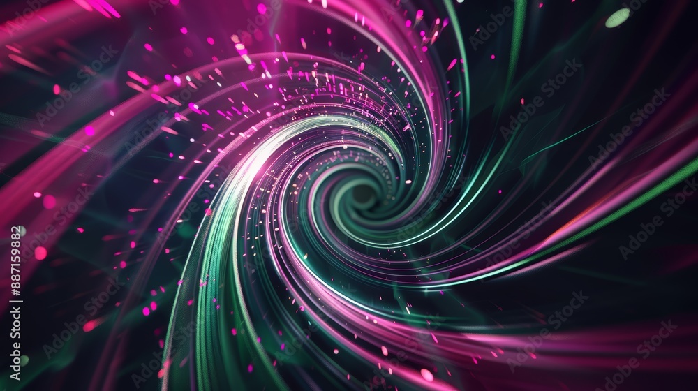 Poster a picture of a colorful shiny tunnel in the style of galaxy and stars and space vibes, abstract vort