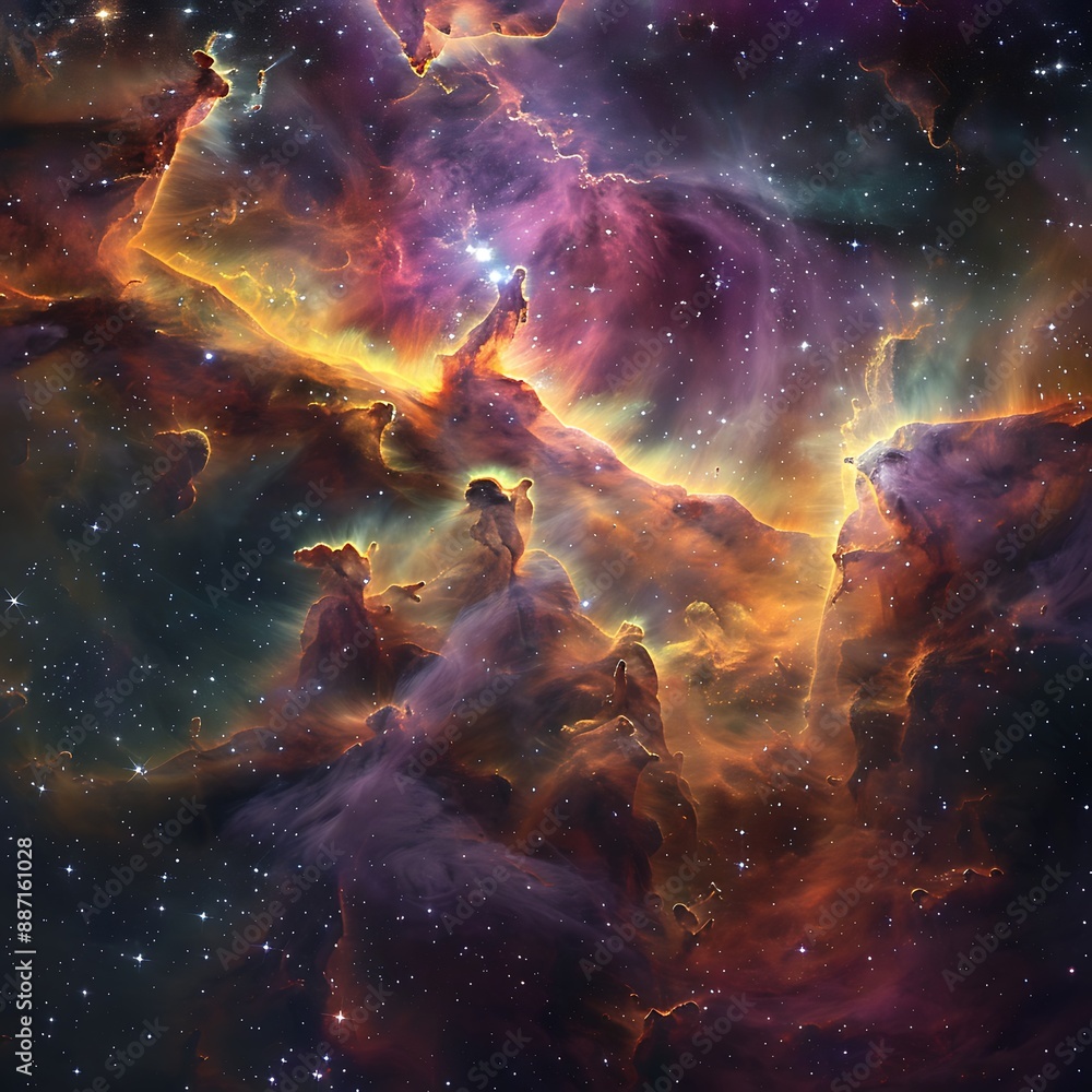 Wall mural capture intricate network of filamentary structures within a galaxy where gas and dust condense to f