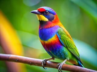 Obraz premium rainbow lorikeet parrot, colorful, nature, beak, green, tropical, wildlife, lorikeet, red, blue, branch, rainbow, feather, wild