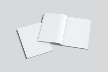 Cover with Open Brochure Magazine Mockup