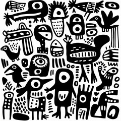 An minimalistic, zen-like, two tone illustration in the style of doodle art and pop art with thick strokes.