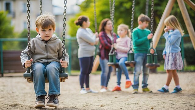 schaukeln dna gene dns forschen biologie lernen genom silhouette einsam traurig langweilig alleine junge spielplatz schwingen spaß sitzen spielen kind kinder draußen garten eltern familie hängen