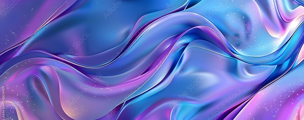 Poster vibrant abstract background with smooth, flowing waves of purple and blue, creating a dynamic and mo