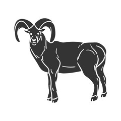 Big Horn Sheep Icon Silhouette Illustration. Vector Graphic Pictogram Symbol Clip Art. Doodle Sketch Black Sign.