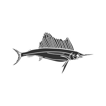 recommend clip art: Atlantic Sailfish Icon Silhouette Illustration. Vector Graphic Pictogram Symbol Clip Art. Doodle Sketch Black Sign.