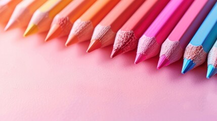 .Colorful pencils and pastel colors in macro photograph