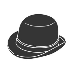 Bowler Hat Icon Silhouette Illustration. Vector Graphic Pictogram Symbol Clip Art. Doodle Sketch Black Sign.	
