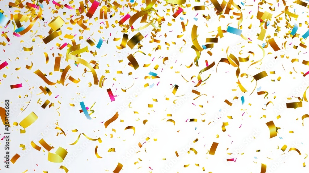 Wall mural the vibrant confetti is scattered against a transparent background, allowing for seamless integratio