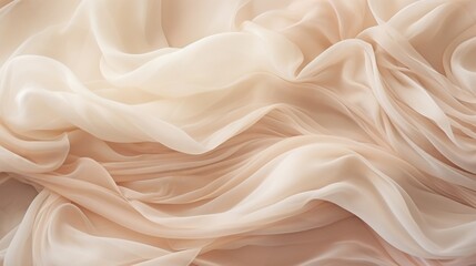 Obraz premium This image captures the elegant and soft texture of beige chiffon fabric, featuring smooth, flowing waves that create a sense of tranquility and luxury.