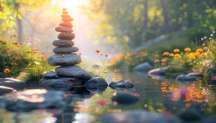 Obraz premium Embark on a Transformative Wellness Journey Enhance Strength Through a Cleansing Process, Find Inner Peace, Balance, and Renewed Vitality in Nature's Embrace