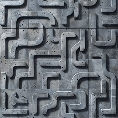 A aerial view of a maze made of stone, mysterious way in close up top view angle.