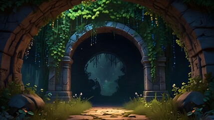 A Glimpse into Another World,mobile game loading screen background, virtual reality world entrance illustration, fantasy board game card art