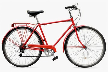 This high-resolution PNG clipart showcases a red bicycle from a side view, isolated on a transparent background.
