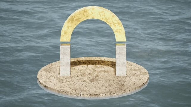 door arch sea platform water video gold