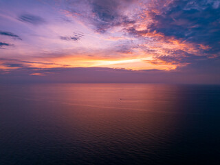 Nature beautiful Light Sunset or sunrise over sea,Colorful clouds dramatic sky scenery, Amazing clouds and waves in sunrise beginning sky background