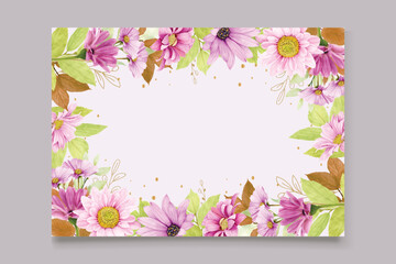 pink chrysanthemum floral background and frame card 