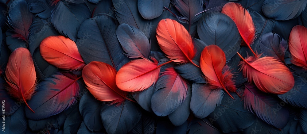 Sticker Red and Blue Feather Arrangement