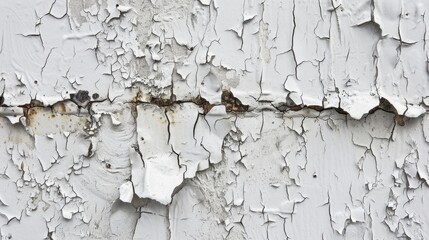 Aged worn cracked white paint on metal