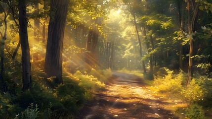 Path through Sunlit Forest