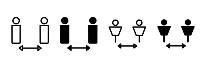 Social distancing icon vector isolated on white background. Keep distance sign. Coronavirus. Social Distancing and Self Quarantine.