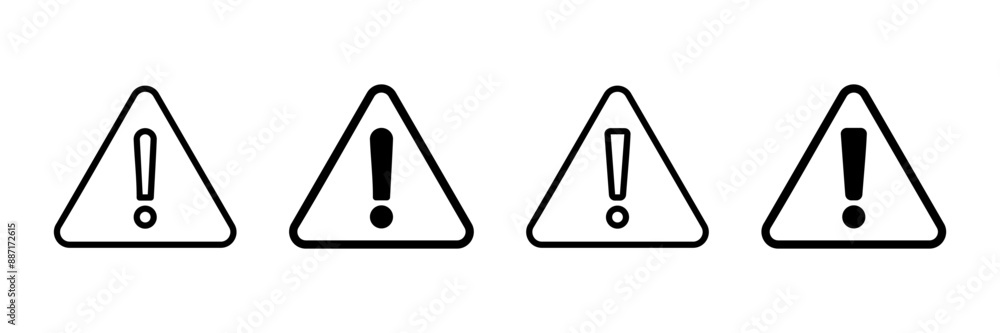 Wall mural Exclamation danger sign vector isolated on white background. attention sign icon. Hazard warning attention sign. icon alert. Risk