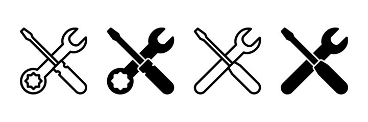 Repair icon vector isolated on white background. Wrench and screwdriver icon. settings vector icon. Maintenance. tools