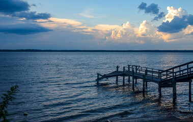 sunset at the pier, sunset over somewhere in King George, Maryland, USA