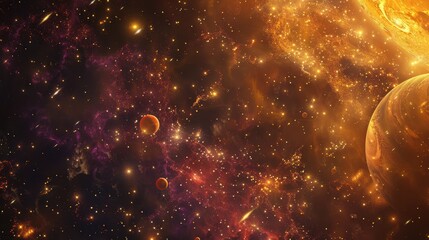 Obraz premium Artistic rendering of a galactic space scene with stars planets and nebulae