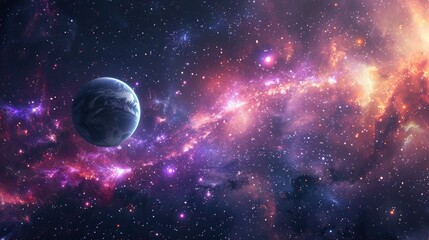 Obraz premium Artistic rendering of a galactic space scene with stars planets and nebulae