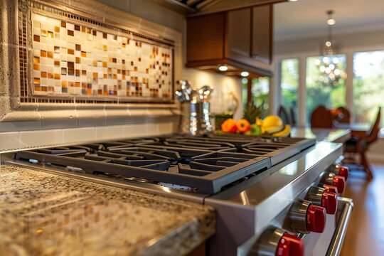 Built in stove on a kithcen counter 