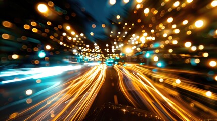 Fototapeta premium Camera lens tricks caused by a slow shutter speed moving the camera around lights in shapes Camera tricks