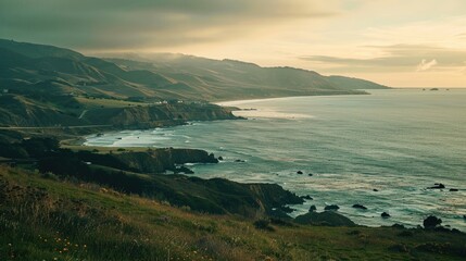 A stunning coastal view captured from a hilltop
