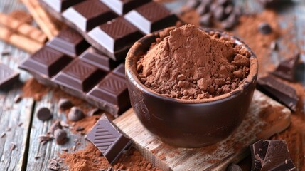 Affection for Chocolate and Container of Cocoa Powder