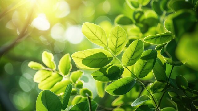 Alternative Medicine Plant Young Moringa Leaves in Natural Light