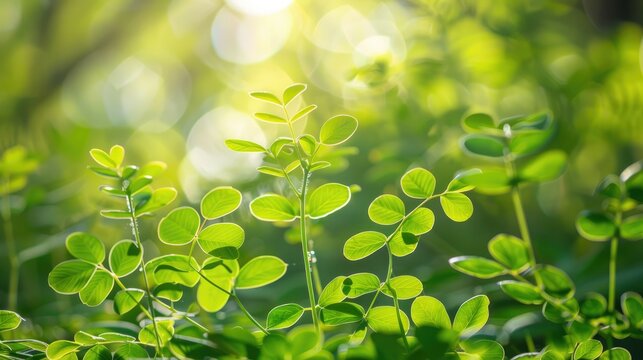 Alternative Medicine Plant Young Moringa Leaves in Natural Light
