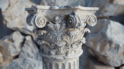 Naklejka premium Ancient Athens Column Carved from Marble