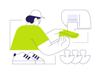 Sneakers sewing abstract concept vector illustration.