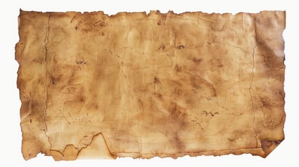 Antique paper or parchment isolated on a white background