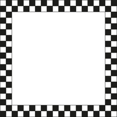 Checkered border frame. Black and white squares. Geometric vector illustration. Classic design.