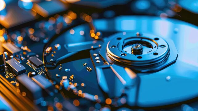 Close up of a hard drive platter.