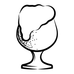 Sketch of a beer glass with foam Vector illustration