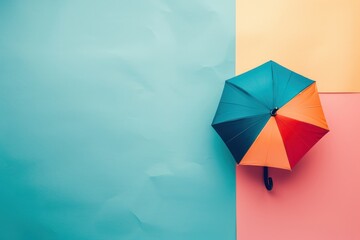 Colorful Umbrella on Pastel Background.
