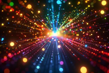 Fototapeta premium Radiant light beams bursting in a colorful and vibrant abstract pattern.