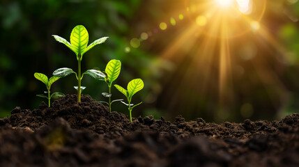 green plant growing under sunlight, new business start up concept