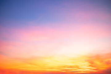 Beautiful , luxury soft gradient orange gold clouds and sunlight on the blue sky perfect for the background, take in everning,Twilight, Large size, high definition landscape photo