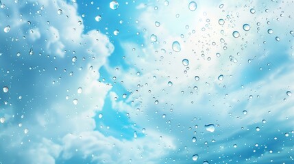 Raindrop background against cloudy blue sky