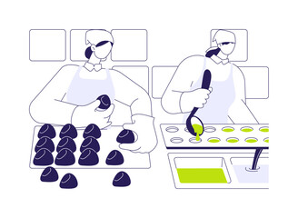 Chocolate factory abstract concept vector illustration.