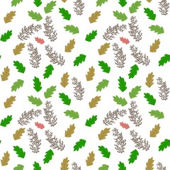 seamless pattern of leaves and branches 
