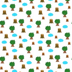 seamless pattern of trees and clouds 