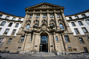 Main entrance to the historic court building of the Cologne Higher Regional Court on Reichenspergerplatz in Cologne